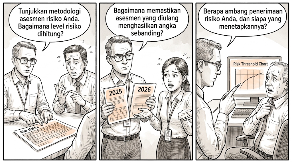 Ilustrasi sketsa audit — yang dicari auditor pada Klausa 5.1 Kepemimpinan